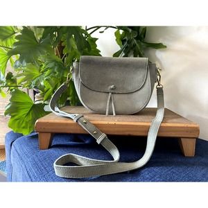 Madewell The Elsewhere Tie Saddlebag in Suede "Frosted Willow"